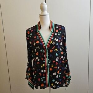 Alice + Olivia Black Floral Blouse